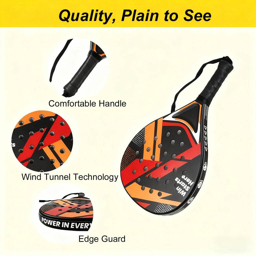 Budget-Friendly Padel Tennis Racket for Beginners Intermediates Durable Anti-Vibration Handle Plastic Grip
