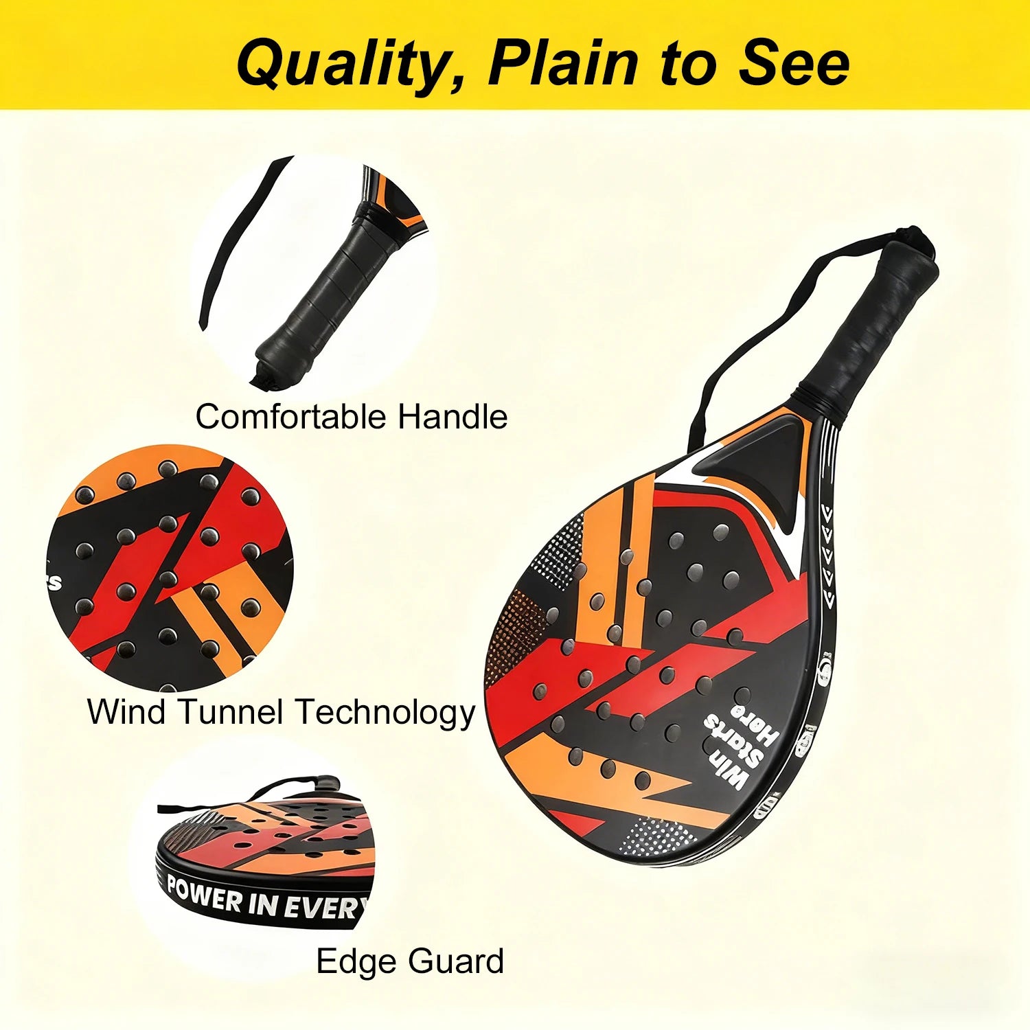 Budget-Friendly Padel Tennis Racket for Beginners Intermediates Durable Anti-Vibration Handle Plastic Grip